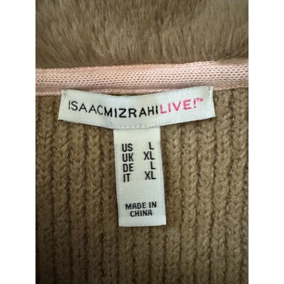Isaac Mizrahi Live! Mixed Media Faux-Fur Vest with Pockets Taupe Large NWOT - Picture 11 of 13
